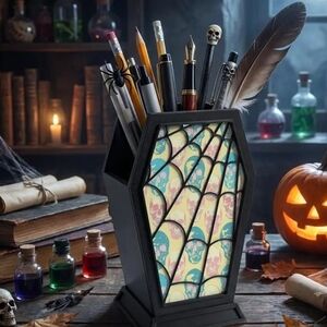 Gothic Coffin Pen Holder -Skulls- 3d Printed